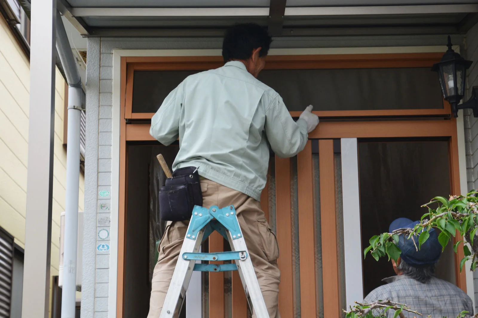 Man working on house renovation